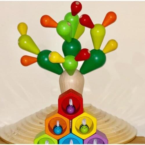 PlanToys Balance Cactus Tree Childrens Educational Toys Creative Inserting Building Blocks Early Education Gifts for Toddlers