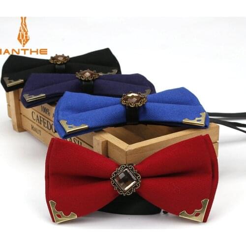 Luxury Fashion Bowtie Mens Classic Diamond Cotton Metal Vintage Neck Ties For Man Colorful Gratas Corbata Butterfly Neckwear