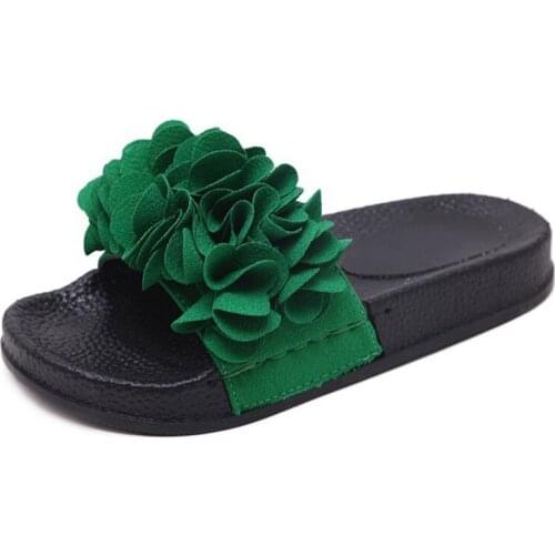 2020 Hot Sweet flower beach shoes womens new thick bottom one line slippers summer fashion sandals wear large size