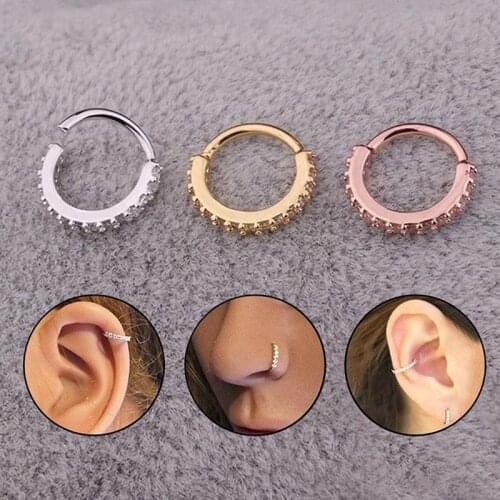 1PC Stainless Steel Septum Clicker Hoop Ring Nose Labret Ear Tragus Cartilage Daith Helix Earring Stud Body Piercing Jewelry