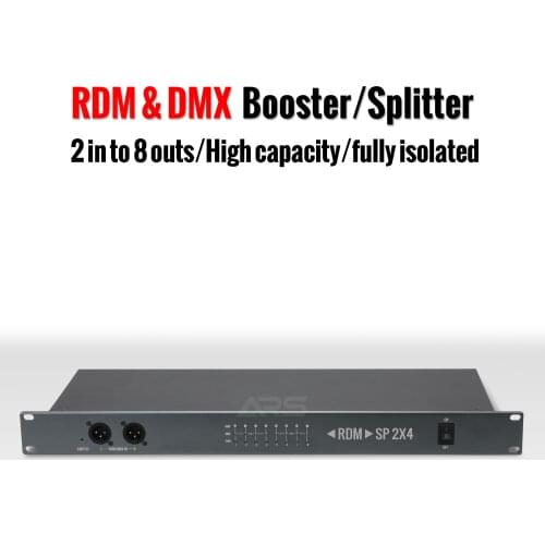 RDM Splitter 2×4 Port DMX 512 Controller RDM To DMX Converter Signal Booster For Stage LED Lights Live Show Events