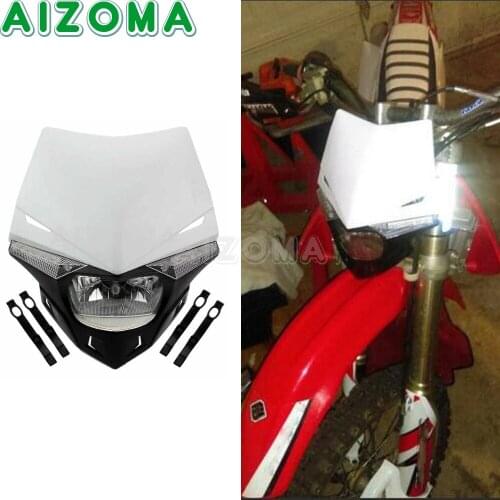 Universal 12V 35W Motorcycle Enduro Headlight Lighting Dual Sport H4 Head Light Lamp For Kawasaki Yamaha CRF DRZ CRF 7 Color