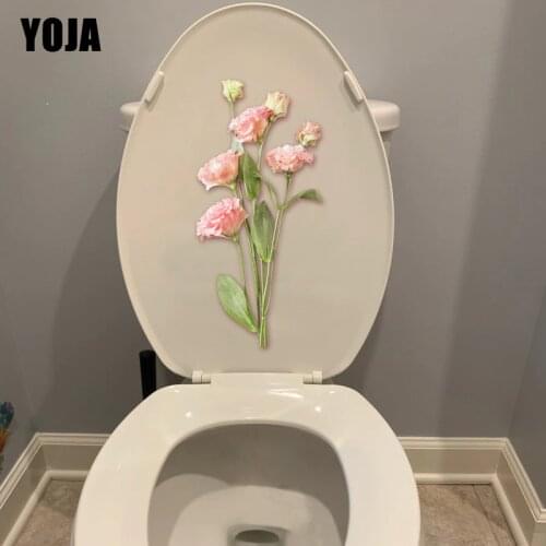 YOJA 12.4X25CM Beautiful Flowers Toilet Seat Stickers Fashion Wall Decal House Decoration T1-1852