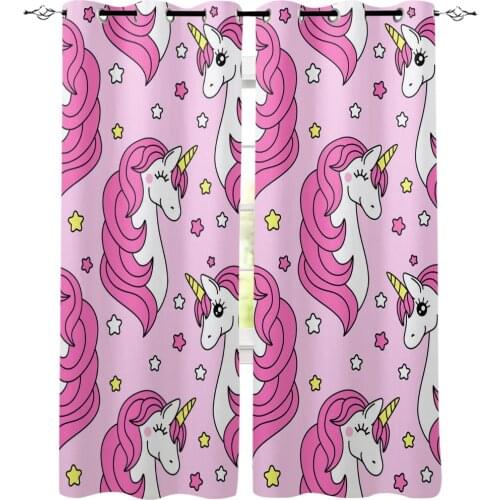 Cute Cartoon Unicorn Stars Animals Luxury Home Curtains Home Supplies Living Room Bedroom Custom Curtains