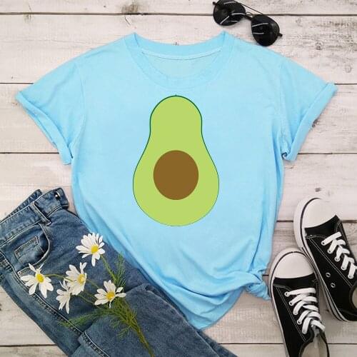 Avocado Tshirt Women Summer Print Lady Casual T-Shirt Tops Streetwear Short Sleeve O-Neck Tees Tshirt TX9527
