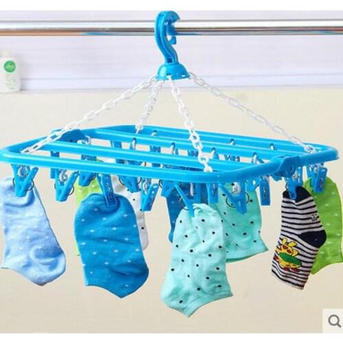 32clip plastic hanger folding drying rack underwear frame socks clip multifunctional clothes socks rack