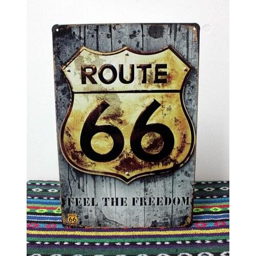 50pcs/lot Metal Sign shabby chic Vintage Tin signs Route 66 wall sticker home decor House Office Garage iron Paintings E-52 20*3