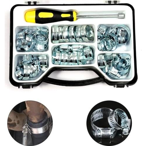 50pcs American style Stainless Steel Hose Clamp Mini Fuel Line Pipe Hose Clamp Clip with Screwdriver for steam repair pipeline