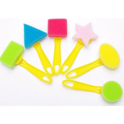 6/4Pcs Cute Childrens Drawing Brush Seal Creative Graffiti Early Education DIY Art Supplies Sponge Brush Stamp Tool Sets