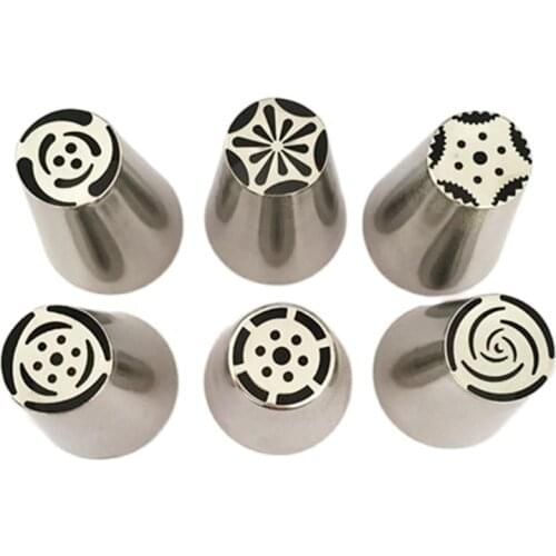 6 Styles Russian Tulip Stainless Steel Icing Piping Nozzles Pastry Decorating Tips Cake Cupcake Decorator D964