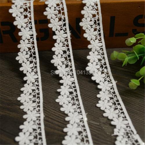 Off White Guipure Lace Fabrics 2.5cm 100% Cotton Water Soluble Lace Embroidered Dress Accessory DIY Handmade Lace Ribbon 14Yards