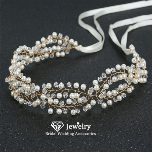 CC Headbands Wedding Hair Accessories for Women Engagement Jewelry Bridal Hairwear Pearl Beads Hairbands Trendy Headdress M162