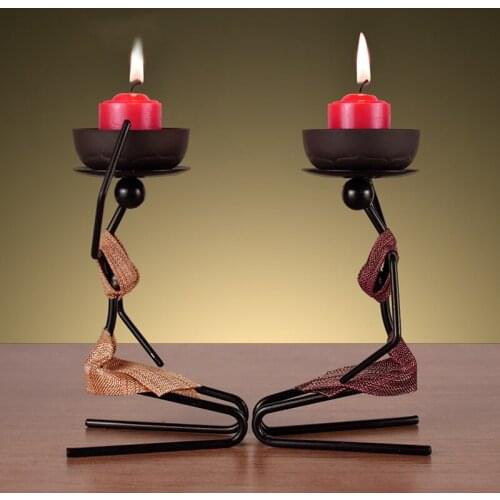Home Decoration Metal Kneel Women Model Candlestick Figurines Creative Iron Candle Holder Desktop Decoration Ornaments Gifts