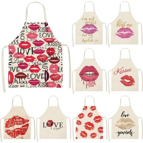 Red lips pattern Child apron goods for home kitchen Men kitchen apron aprons for women Woman kitchen apron Apron for hairdresser