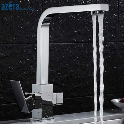 Chrome Square 360 Degree Rotation Kitchen Drinking Water Faucet Deck Mounted Single Hole Water purification kitchen faucetAT3288