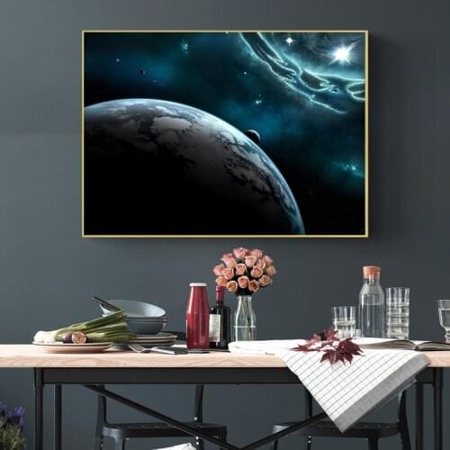 Art Picture Canvas Printing Paintings Solar System Planets And Moons Wallpaper Posters Space Science Home Decor Unframed