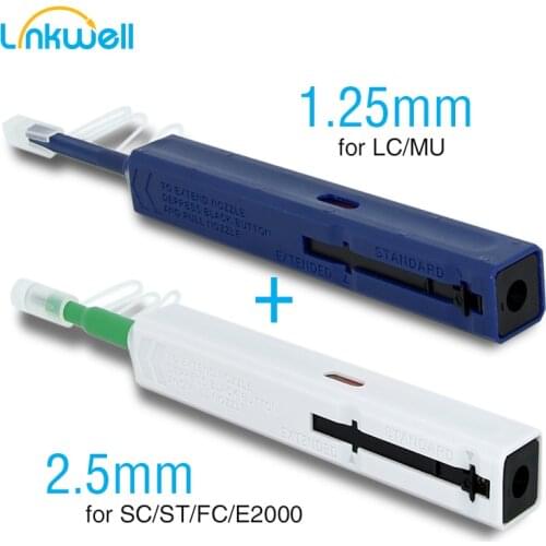2PCS LC SC FC ST One-Click Cleaner Tool 1.25mm and 2.5mm Fiber Optic Cleaner Pen Cleaning Over 800 Times