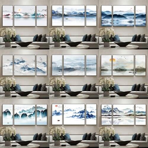 Chinese Ink Landscape Painting Canvas Print Traditional Ink Painting Mood Decoration Wall Art Picture For Living Room Home Decor