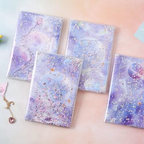 Korean version of creative sequins beautiful dream girl heart PVC oiled plastic sleeve quicksand student stationery handbook