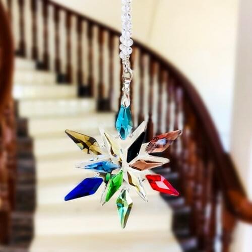 Colorful Snowflake Car Decor Crystal Pendants Prisms Wedding Decoration Suncatcher DIY Home Decor Hanging Ornament Accessories