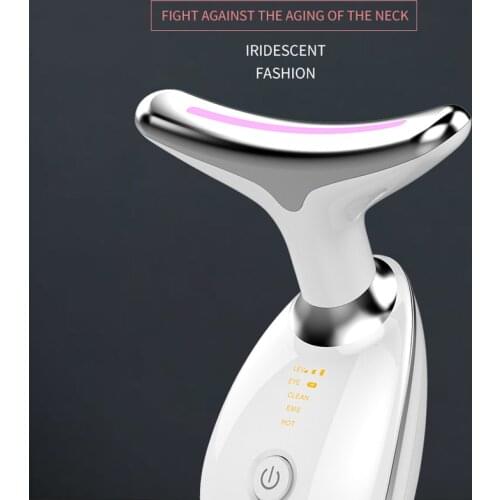 3 Colors Led Facial Neck Massager PhotonTherapy Heating Face Neck Wrinkle Removal Machine Reduce Double Chin Skin Lift Care Tool