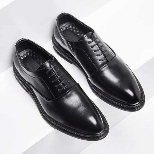 Mens Dress Shoes Oxfords Business Office Pointed Black Brown Lace-Up Mens Formal Shoes Wedding shoes df56