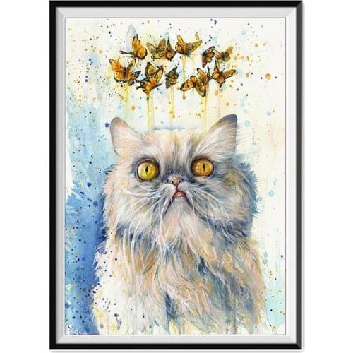 Animal Cut Cat DIY 11CT Cross Stitch Embroidery Kits Needlework Craft Set Cotton Thread Printed Canvas Home Wholesale
