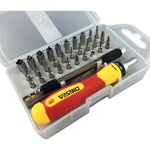 PARON 33 In 1 Ratchet Precision Electrician Screwdriver Tools Set Wrench Handle CRV H4.0MM Bits DIY Manual Household Repair Kit