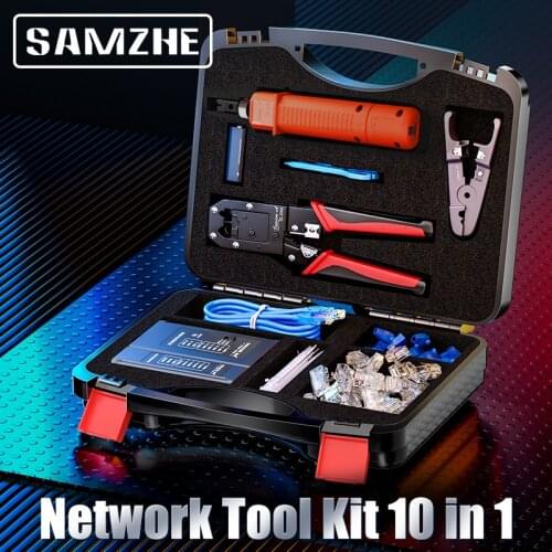 SAMZHE Network Tool Kit 11 in 1 Professional Portable LAN Network Repair Tool Kit Cable Tester Repair Set
