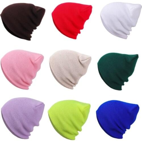 WZCX 2019 New Korean Version Solid Color Unisex Knitted Hat Autumn Winter Candy Colors Breathable Beanie Hip Hop Cap