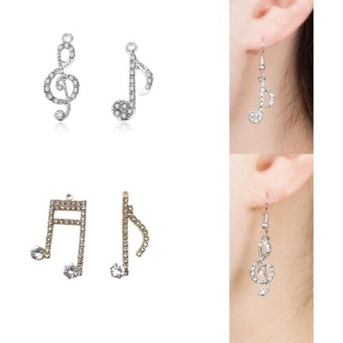 2020New 60Pcs Asymmetrical Rhinestones musical notation button for DIY earring or necklace Pendant accessorie BY25-FY145