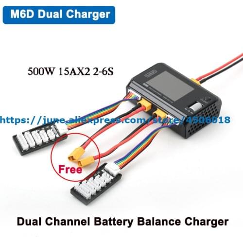 New ToolkitRC M6D 500W 15AX2 2-6S Dual Channel Battery Balance Charger For Lipo LiHV Lion With Parallel Charing Cable