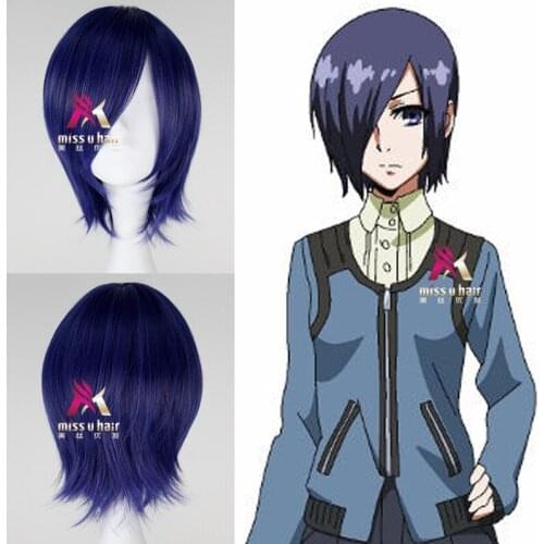 New Tokyo Ghoul Touka Kirishima Wig Cosplay Costume Kirishima Toka Women Short Synthetic Hair Halloween + Wig Cap