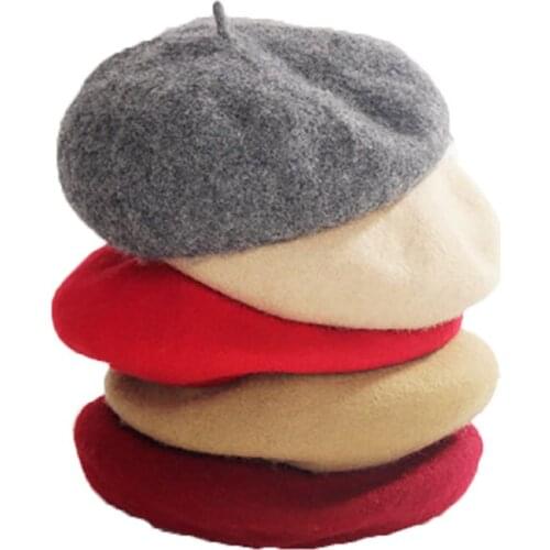 Korean-style Autumn And Winter Wool Beret Stereo Fashion Warm Cashmere Painter Cap British-Style Retro bei lei mao