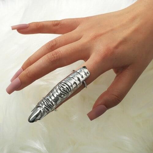 Punk Vintage Metal Rings for Women Boho Exaggerated Big Midi Finger Ring Indian Afghan Tribal Holloween Party Jewelry Gift