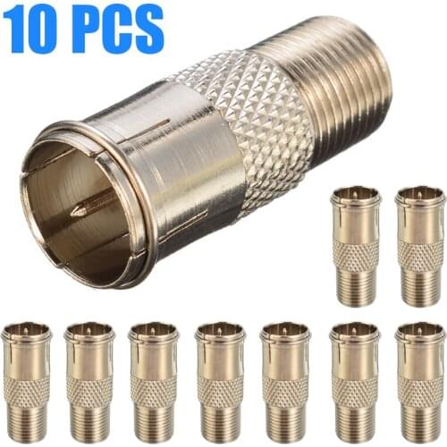 10pcs F Plug Socket to RF Coaxial Adapter TV Aerial Plug Male Adapter Twist On Connector F Plug Male Quick to Female Connectors