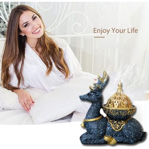 Resin Reindeer Golden Metal Combination Incense Burner Middle East Arabian Oudh Chips Aroma Burner Air Purification Home Decor