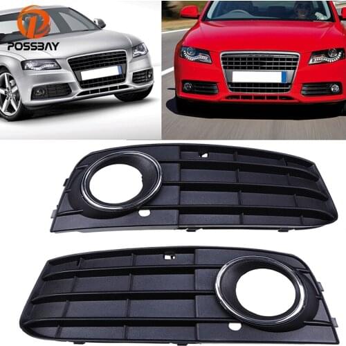 POSSBAY Fog Light Cover Grille Racing Grills For Audi A4 B8 2007 2008 2009 2010 2011 Pre-facelift Auto Side Center Decoration