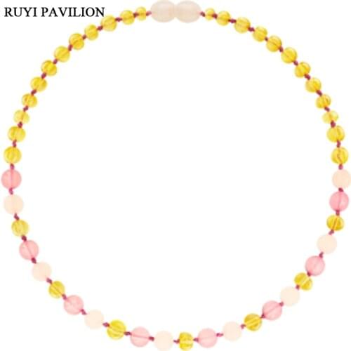 RUYI PAVILION Natural Baltic Amber Necklace For Baby Handmade polished amber beads fine jewler Multicolor 32-37cm