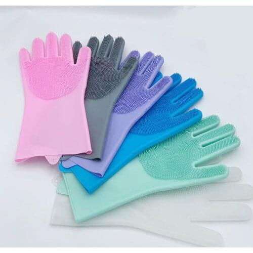 M0029 Dish Washing Gloves Silicone, Gloves Cleaning Brush and Kitchen, Pet bath Gloves