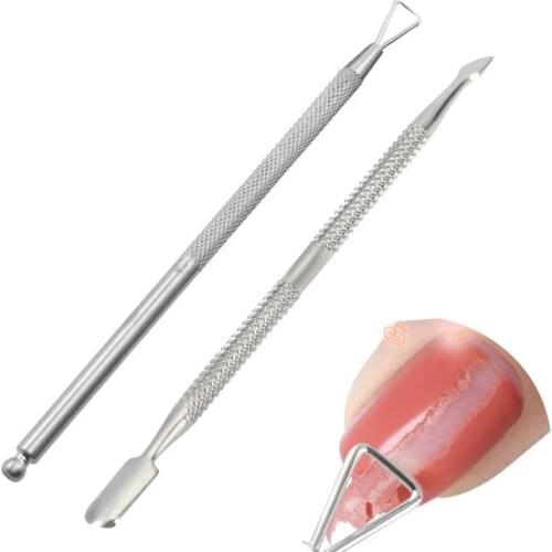 2Pcs Stainless Steel Nail Polish Remover Art Accessories Cuticle Peeler Scraper Remove Gel Nail Polish Nail Art Remover Pusher
