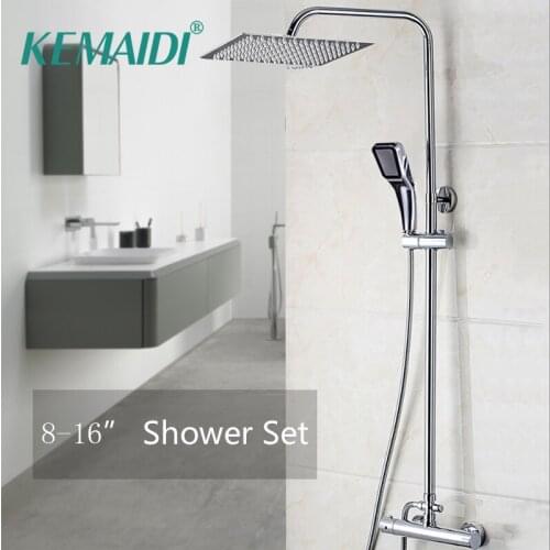 KEMAIDI Bathroom Shower Faucet Set Waterfall Shower Faucets Wall Mounted Thermostatic Valve Tap Thermostatic Shower Mixer Set
