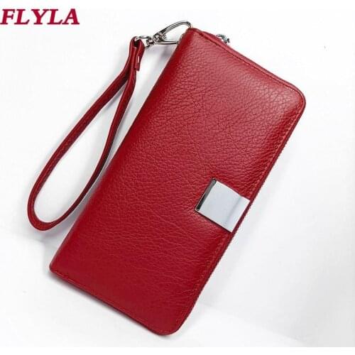 Large Capacity Womens Wallet Genuine Leather RFID Blocking Purse Credit Card Clutch