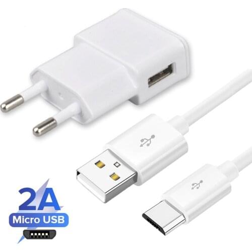 USB Charger Micro USB Cable For Huawei Y5P Y6P Y7P Y5 Y6 Y7 2018 2019 Honor 7S 8S 8A 8C 7C 7A EU Plug 5V2A Phone Charger Adapter