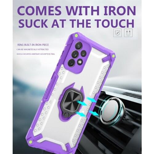 50pcs/Lot Translucent Armor Phone Cases For Samsung Galaxy A22 A03S A02S A42 A52 A72 A12 S20 FE 4G 5G Magnetic Ring Car Holder