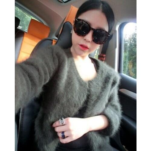 Pure mink cashmere cardigan sweater women genuine mink cashmere coat 100% cashmere sweater free shipping