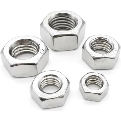 1/2/5/10/25/50/100pcs M1 M1.2 M1.4 M1.6 M2 M2.5 M3 M3.5 M4 M5 M6 M8 M10 M12 M16 M20 M24 A2 304 Stainless Steel Hex Hexagon Nut