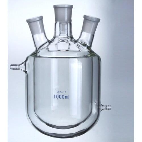 1000ml three mouthes 24/29 glass reactor heavy sheet glass reaction still reaction flask