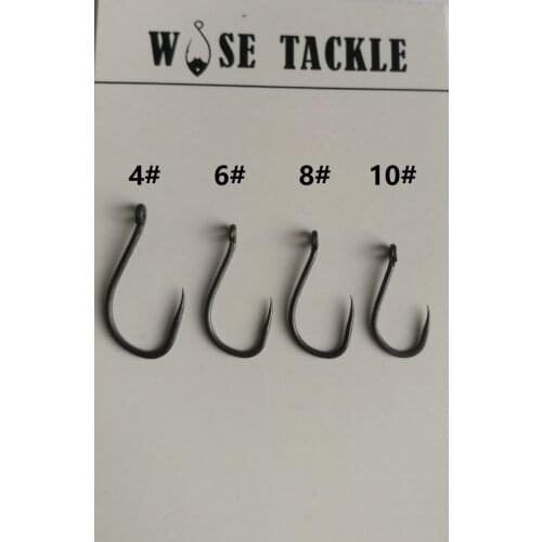 20PCS Wise Tackle Barbless Matt Black Coated Carp Hooks, Choddy Hooks Style for Choddy Rigs- Carp Fishing Hooks