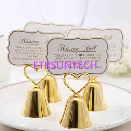 200pcs/lot Fashion Heart Bell Place Card Holder Wedding favors table card holders